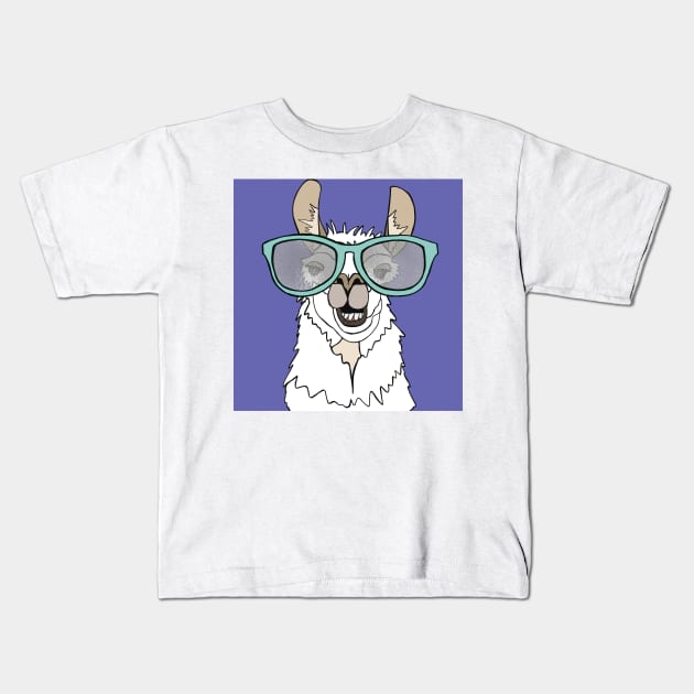 Very Peri Llama with glasses Kids T-Shirt by Quick Brown Fox Canada 